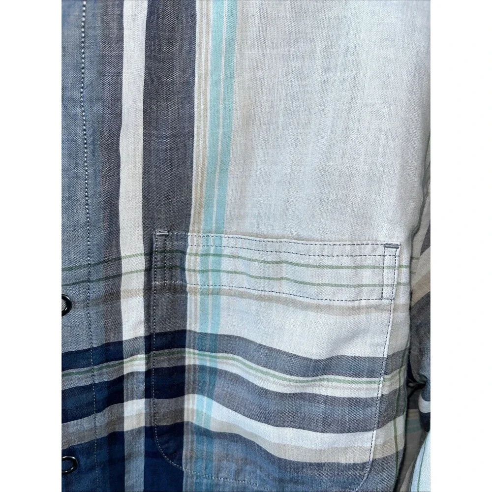 Banana Republic Men’s Camden Fit Reversible Blue Plaid Shirt Size M Casual